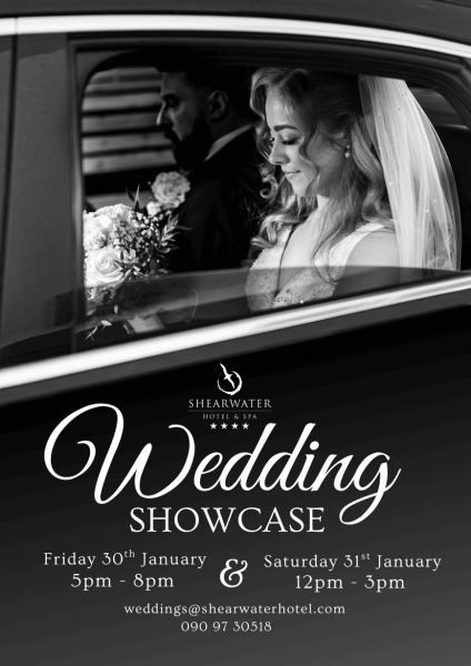 black and white monochrome illustrated wedding venue welcome poster 1